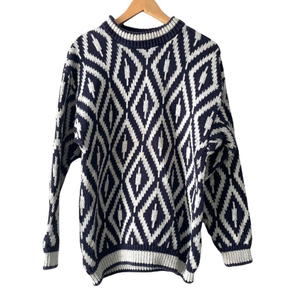 vintage Basix geometric jacquard sweater size L women